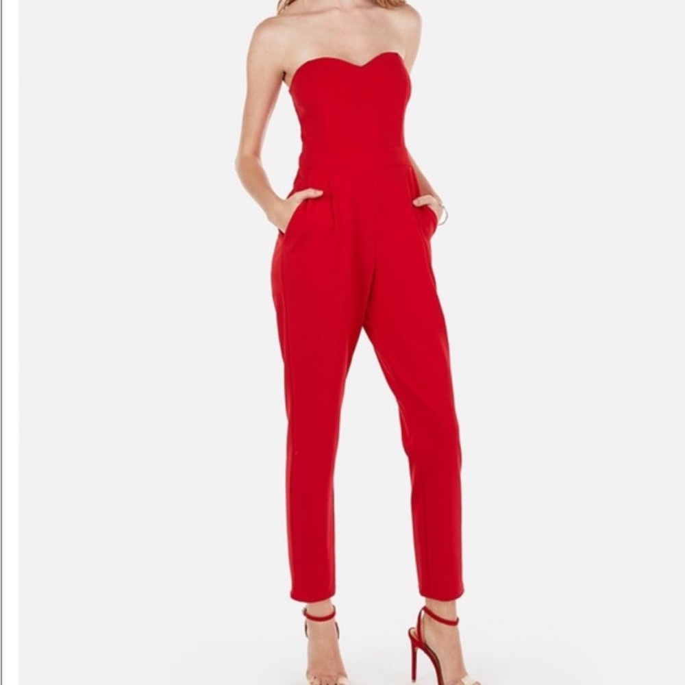 Express Red Jumpsuit with pockets .